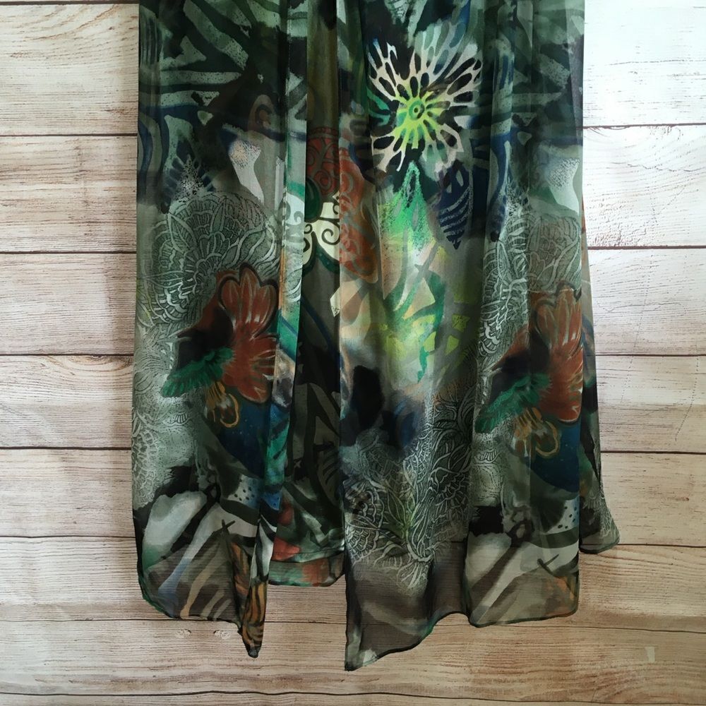 MIDNIGHT VELVET‎ 100% SILK MAXI DRESS IN TROPICAL PRINT - Picture 5 of 12